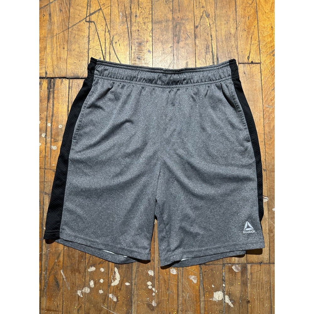 Reebok Athletic Shorts Mens‎ Medium Gray Logo Pleated Drawstring Waist Running